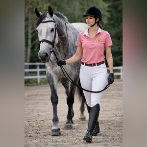 Ralph Lauren Pink Rugby Shirt with Gold Embroidery
